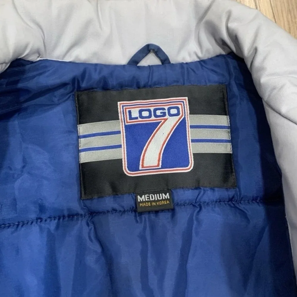 Vintage Dallas Cowboys NFL Logo 7 Puffer Coat Jacket Men's M Blue Gray‎ 90s